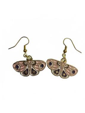 Handmade Elegant Pink and Gold Butterfly Earrings